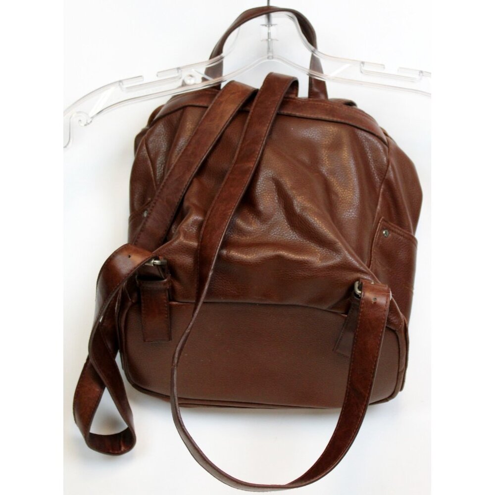 Fossil Brown Leather Mini Backpack Drawstring Adj… - image 4